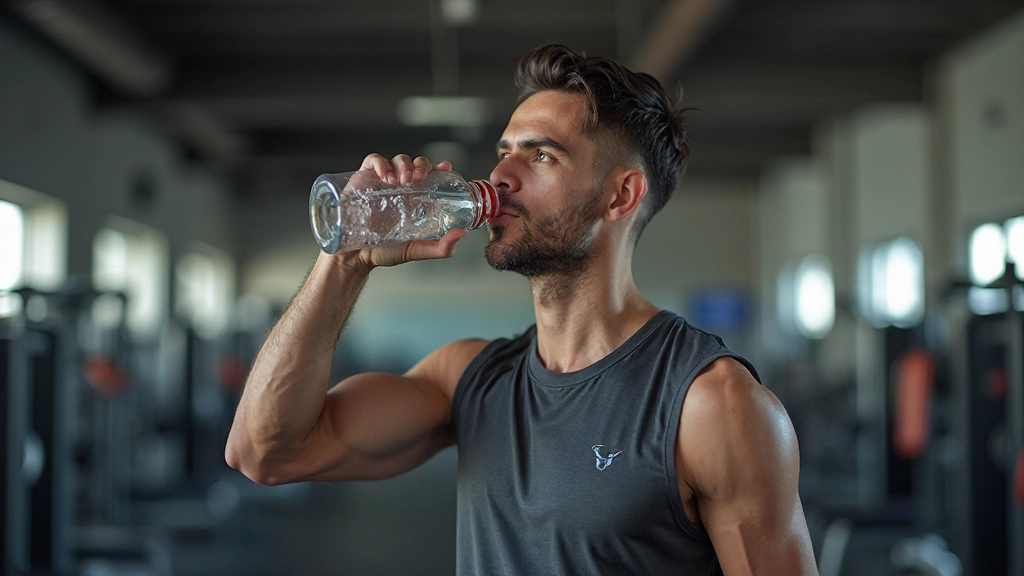 رياضي يشرب مشروب ترطيب بعد جلسة تدريب مكثفة